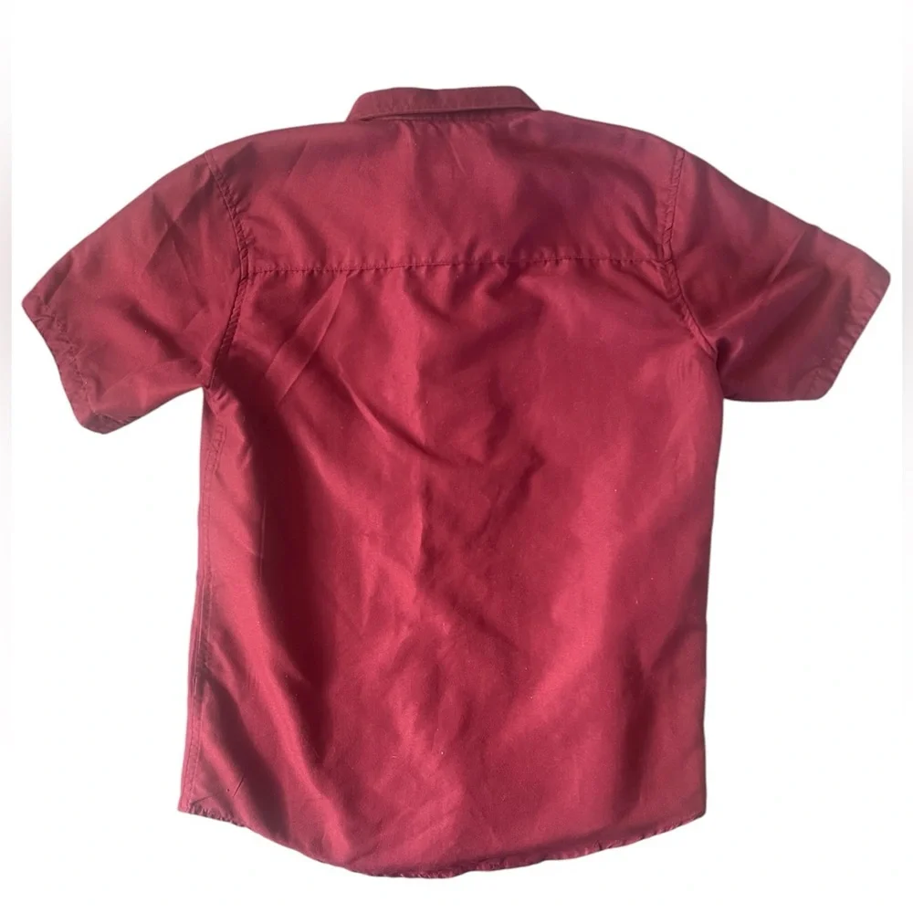 Craft + Flow Boys Dark Red Short Sleeve Button Down Shirt | 10-12